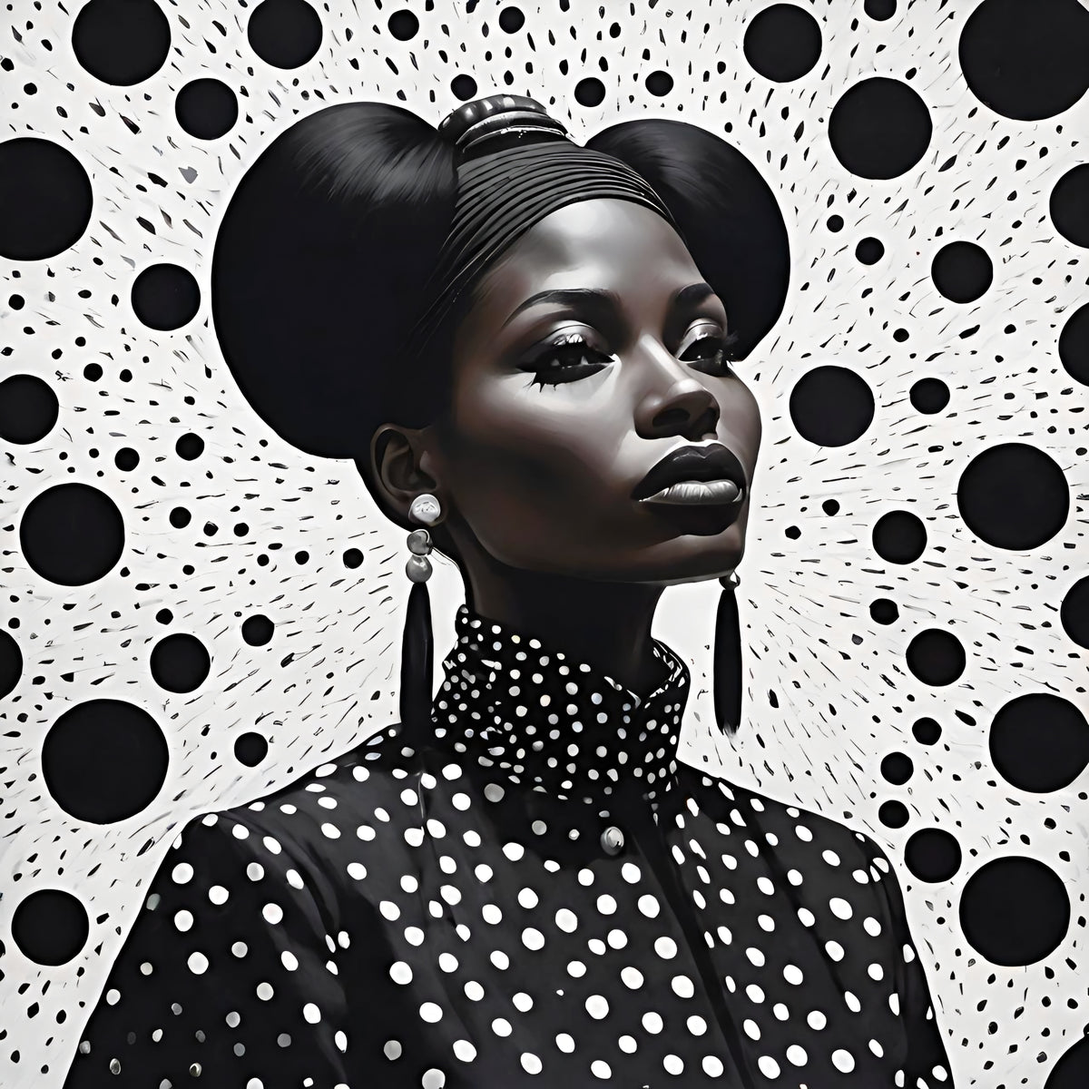Diva in Black & White Polka Dots
