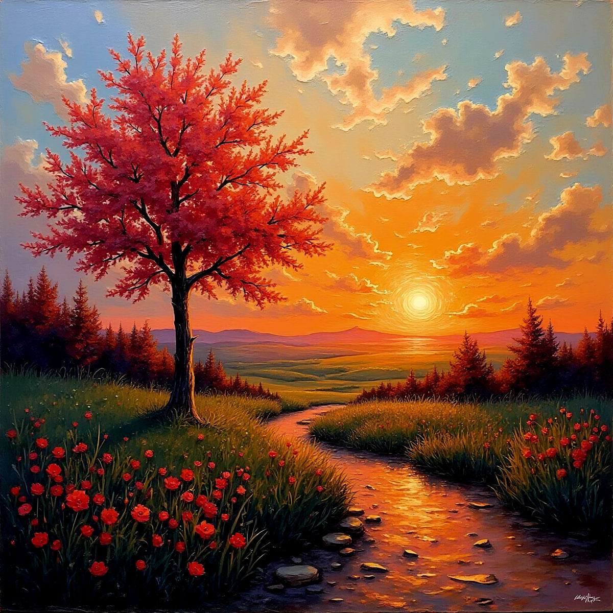Vibrant Horizon And Crimson Solace