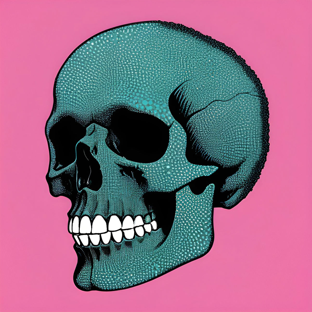 The Stippled Skeleton In Teal and Pink Pop