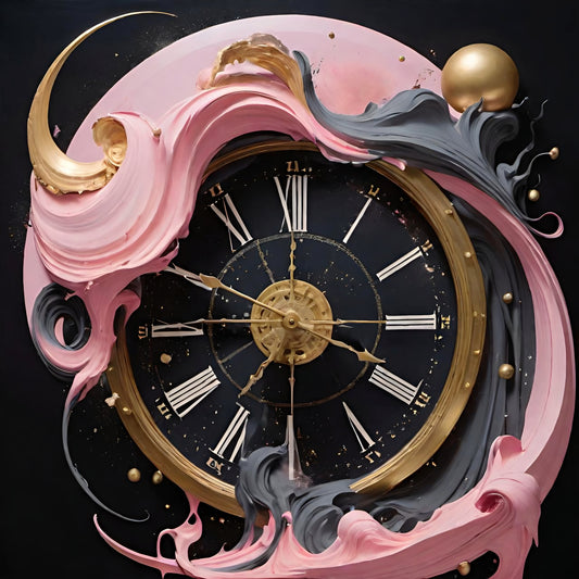 Temporal Bloom: A Surrealist Study in Pink and Gold