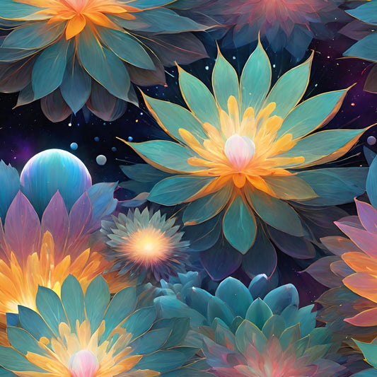 Bioluminescent Lotus in the Void